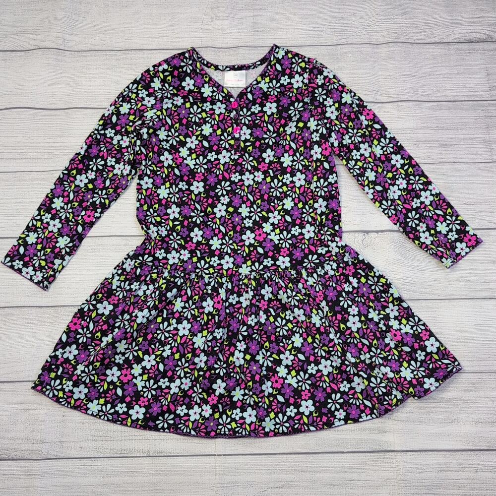 8 Hanna Andersson Black/Purple Floral Dress